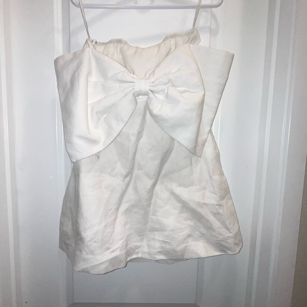 Diish Aisle white linen back bow dress - Picture 3 of 6